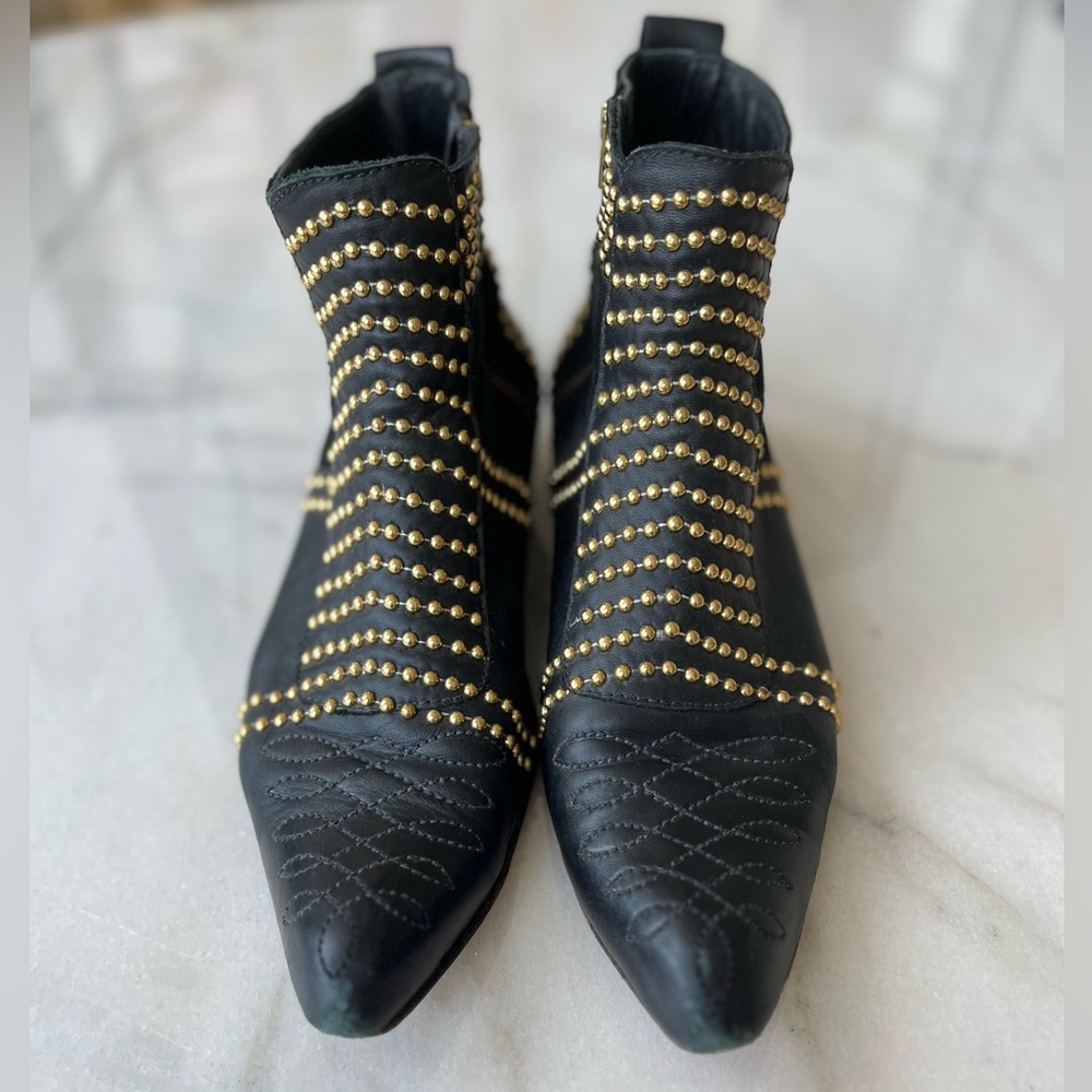 Anine Bing Charlie gold studded boots.